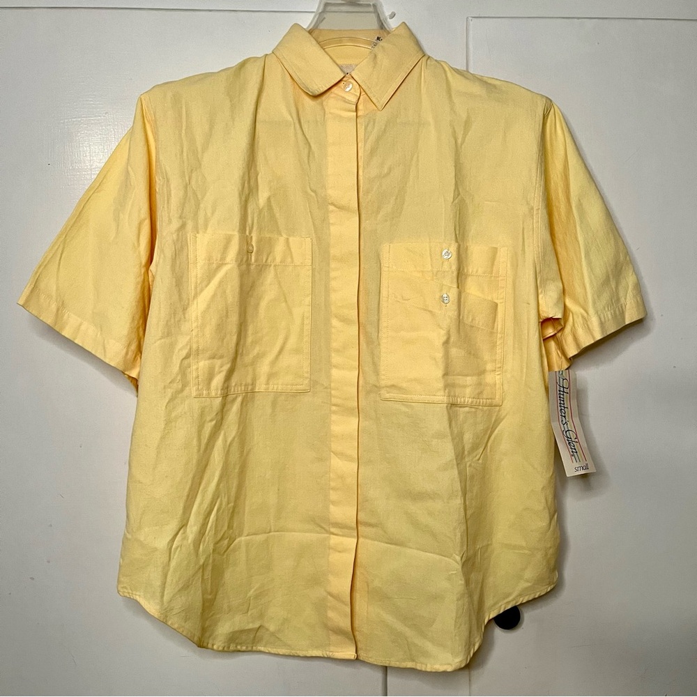 Vintage 80s Hunter’s Glen Yellow Cotton Casual Retro Button Down Shirt